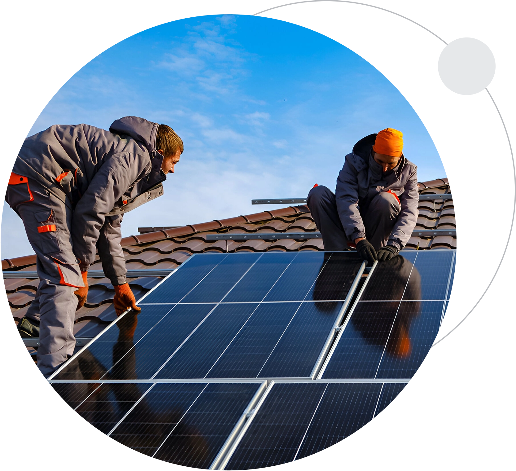 Two men working on a solar panel.